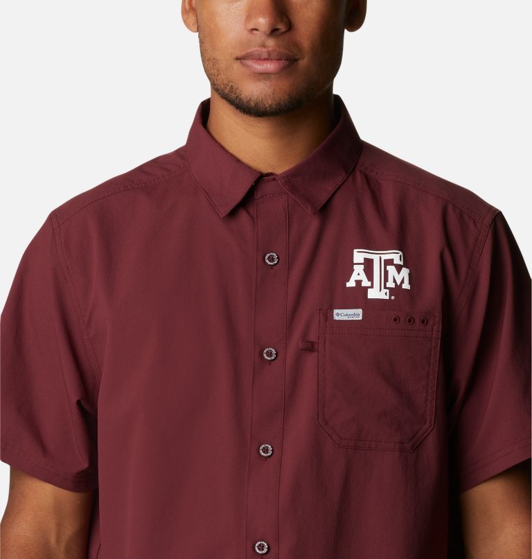 Men's Collegiate PFG Slack Tide Camp Shirt - Texas A&M, Color: TAM - Deep Maroon, image 4