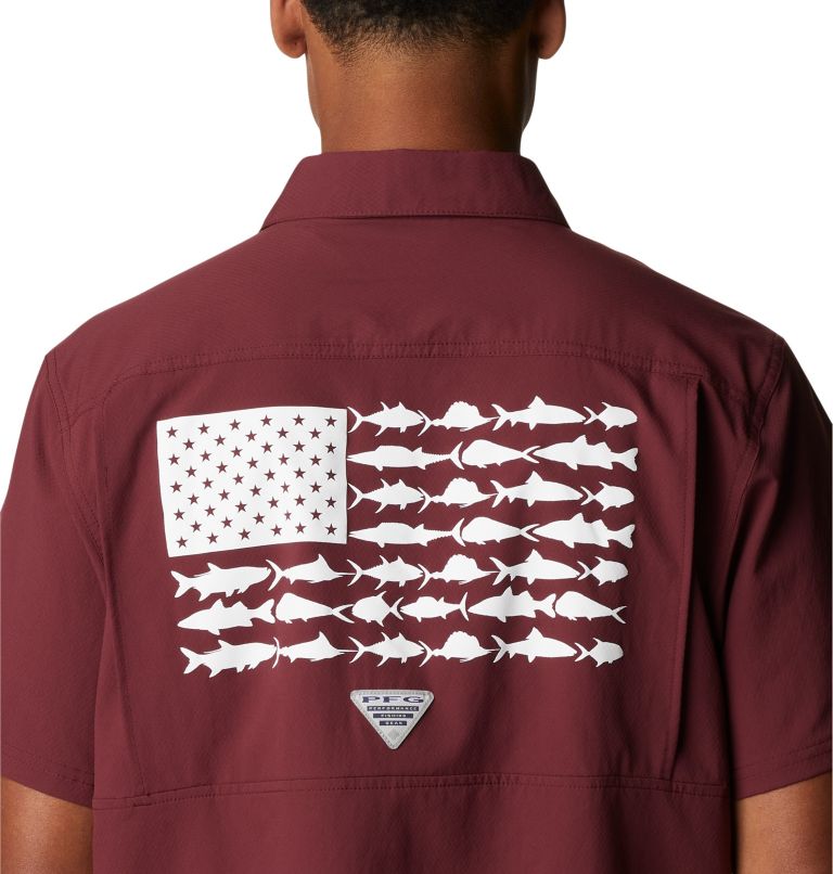Thumbnail: Men's Collegiate PFG Slack Tide Camp Shirt - Texas A&M, Color: TAM - Deep Maroon, image 5