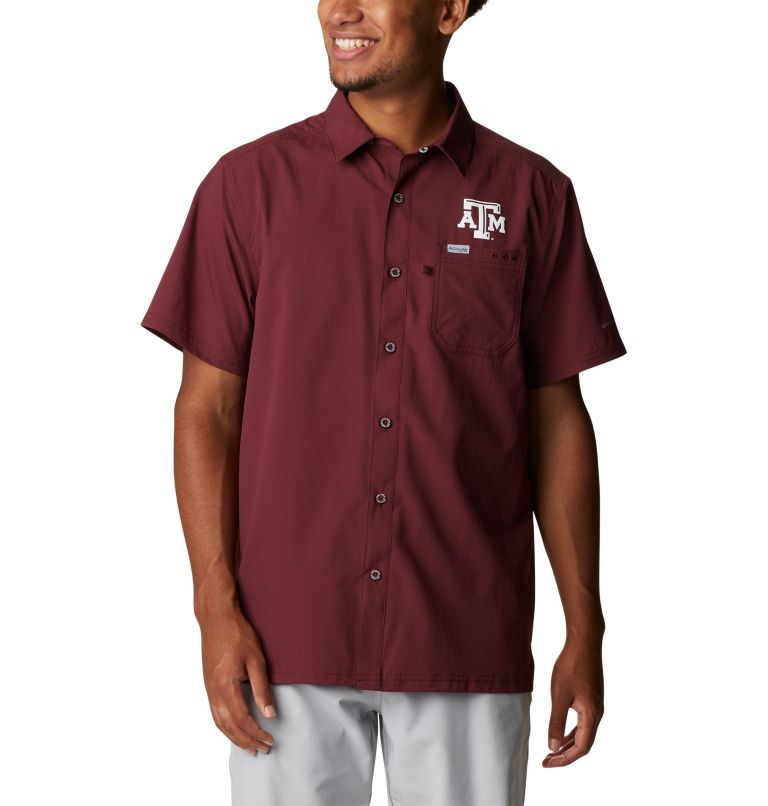 Men's Collegiate PFG Slack Tide Camp Shirt - Texas A&M, Color: TAM - Deep Maroon, image 1