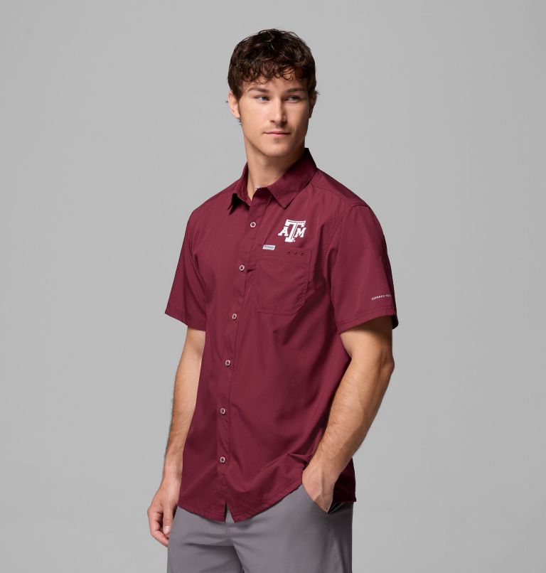 Men's Collegiate PFG Slack Tide Camp Shirt - Texas A&M, Color: TAM - Deep Maroon, image 4
