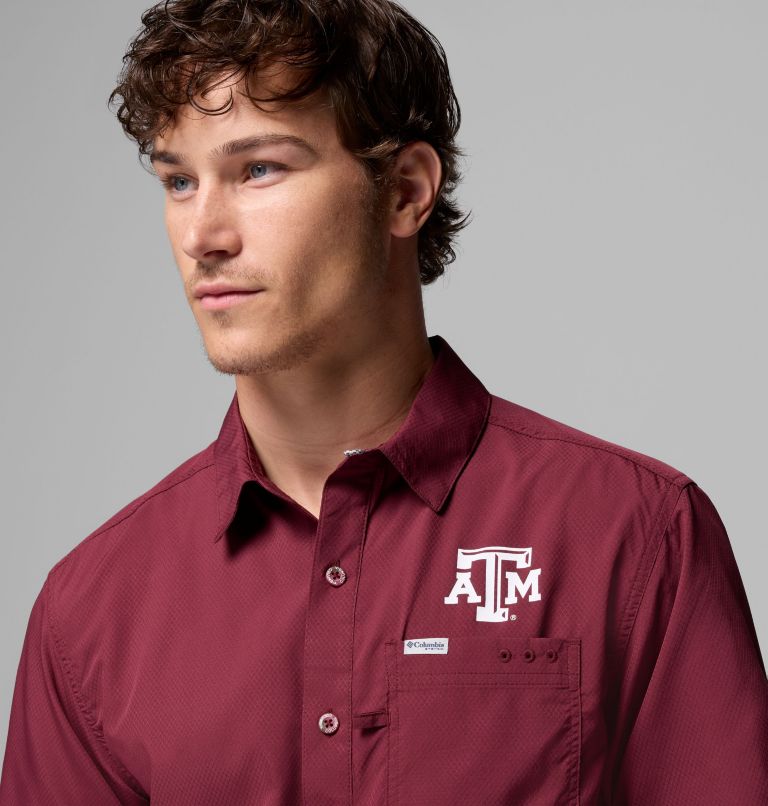 Men's Collegiate PFG Slack Tide Camp Shirt - Texas A&M, Color: TAM - Deep Maroon, image 5