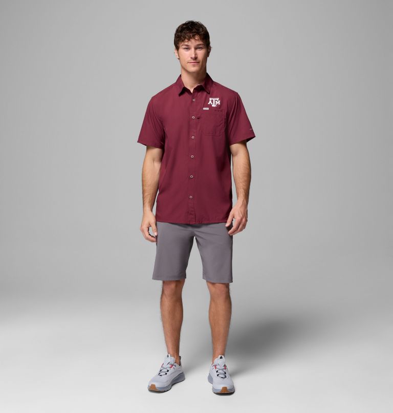 Men's Collegiate PFG Slack Tide Camp Shirt - Texas A&M, Color: TAM - Deep Maroon, image 2