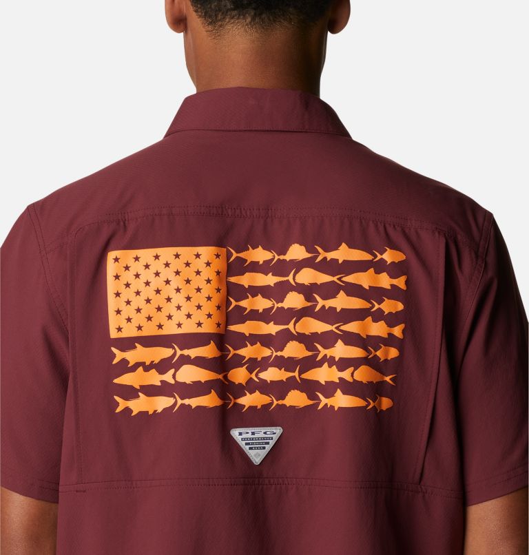 Thumbnail: Men's Collegiate PFG Slack Tide Camp Shirt - Virginia Tech, Color: VT - Deep Maroon, image 5