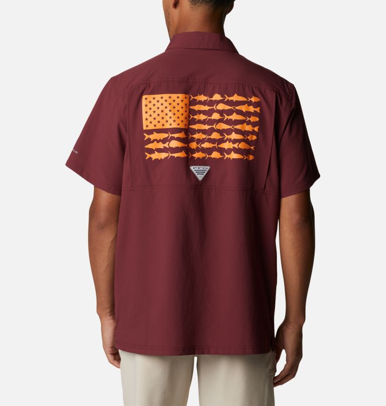 Men's Collegiate PFG Slack Tide Camp Shirt - Virginia Tech, Color: VT - Deep Maroon, image 2