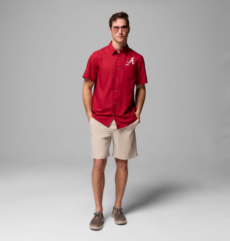 Men's Collegiate PFG Slack Tide Camp Shirt - Alabama, Color: ALA - Red Velvet, image 2