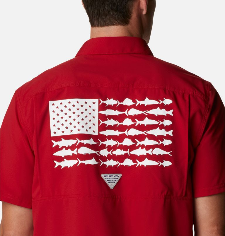 Thumbnail: Men's Collegiate PFG Slack Tide Camp Shirt - Alabama, Color: ALA - Red Velvet, image 5