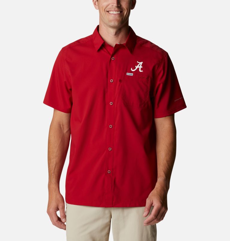 Thumbnail: Men's Collegiate PFG Slack Tide Camp Shirt - Alabama, Color: ALA - Red Velvet, image 1