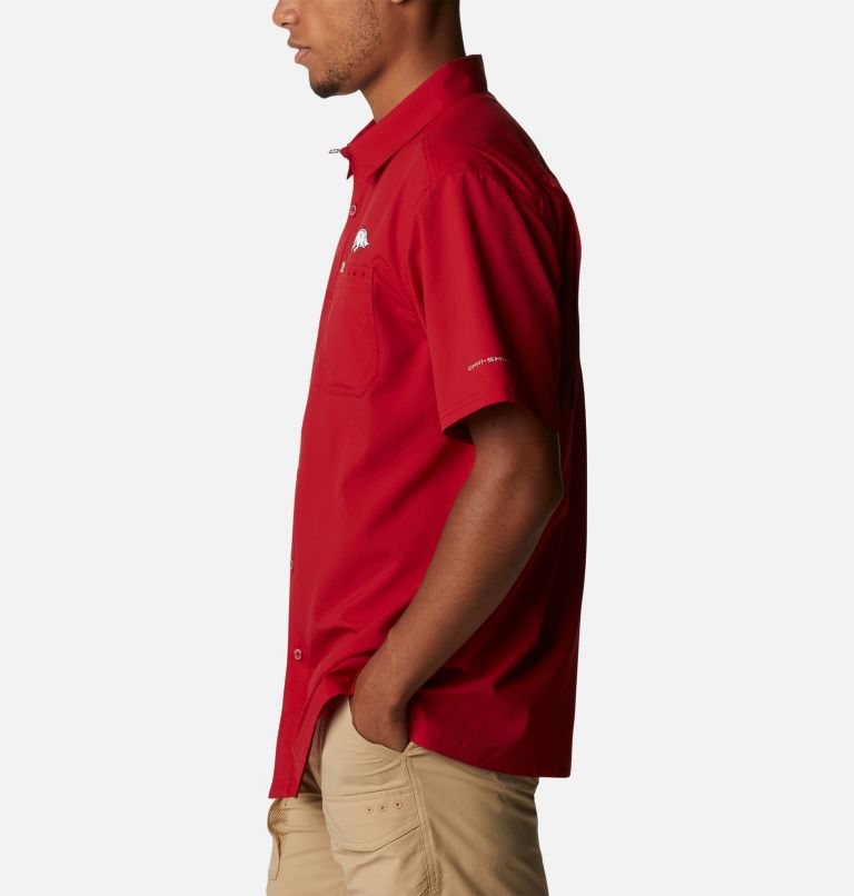 Men's Collegiate PFG Slack Tide Camp Shirt - Arkansas, Color: ARK - Red Velvet, image 3