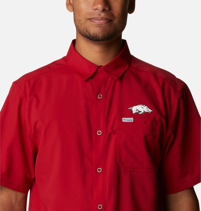Men's Collegiate PFG Slack Tide Camp Shirt - Arkansas, Color: ARK - Red Velvet, image 4