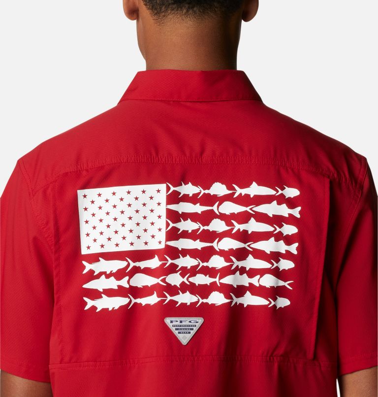 Thumbnail: Men's Collegiate PFG Slack Tide Camp Shirt - Arkansas, Color: ARK - Red Velvet, image 5
