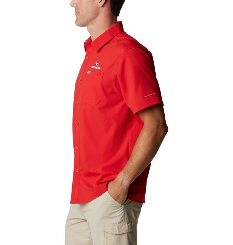 Men's Collegiate PFG Slack Tide Camp Shirt - Georgia, Color: UGA - Bright Red, image 3