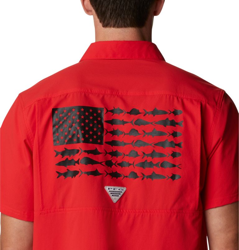 Men's Collegiate PFG Slack Tide Camp Shirt - Georgia, Color: UGA - Bright Red, image 5