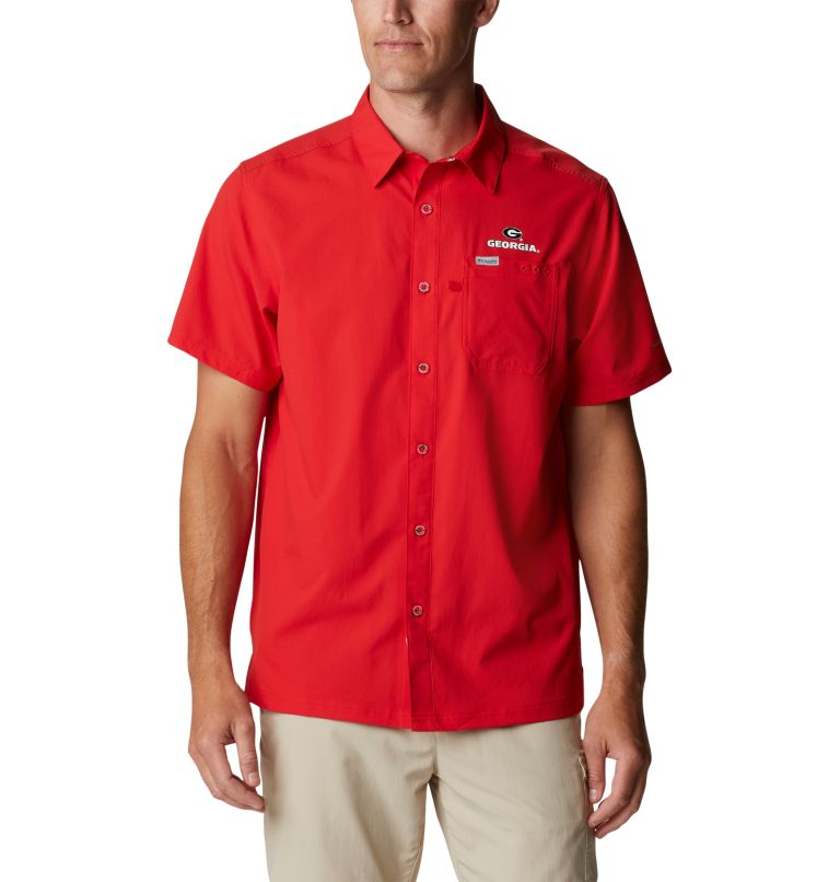 Thumbnail: Men's Collegiate PFG Slack Tide Camp Shirt - Georgia, Color: UGA - Bright Red, image 1