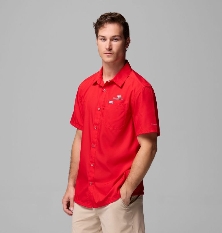 Men's Collegiate PFG Slack Tide Camp Shirt - Georgia, Color: UGA - Bright Red, image 4