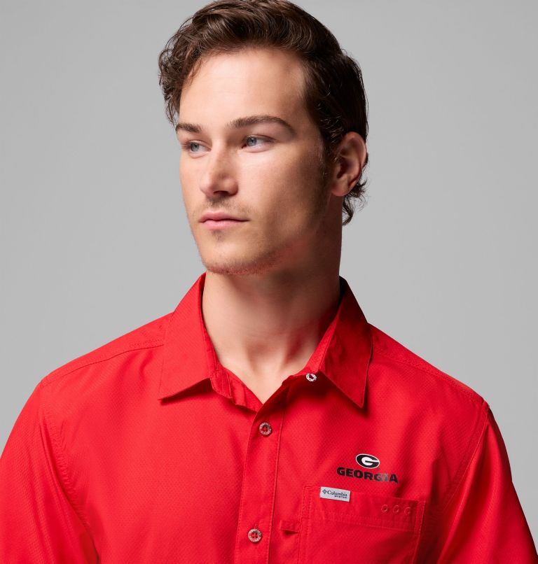 Men's Collegiate PFG Slack Tide Camp Shirt - Georgia, Color: UGA - Bright Red, image 5