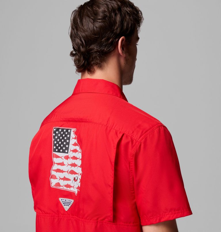 Men's Collegiate PFG Slack Tide Camp Shirt - Georgia, Color: UGA - Bright Red, image 7