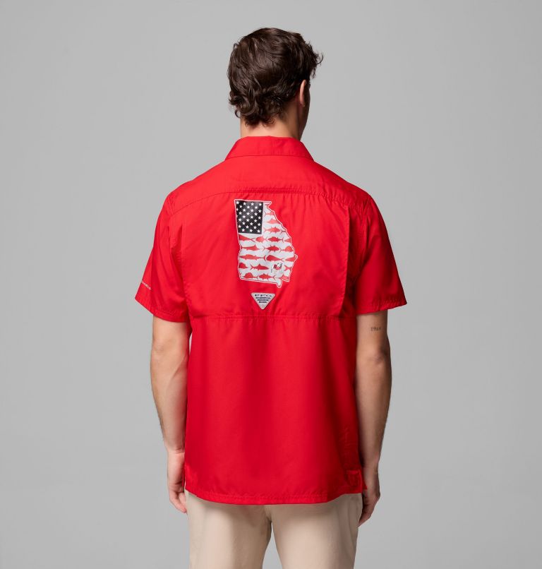 Men's Collegiate PFG Slack Tide Camp Shirt - Georgia, Color: UGA - Bright Red, image 3