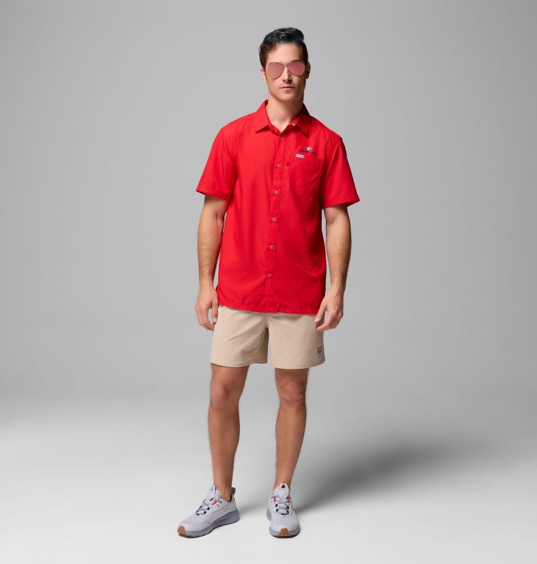 Men's Collegiate PFG Slack Tide Camp Shirt - Georgia, Color: UGA - Bright Red, image 2
