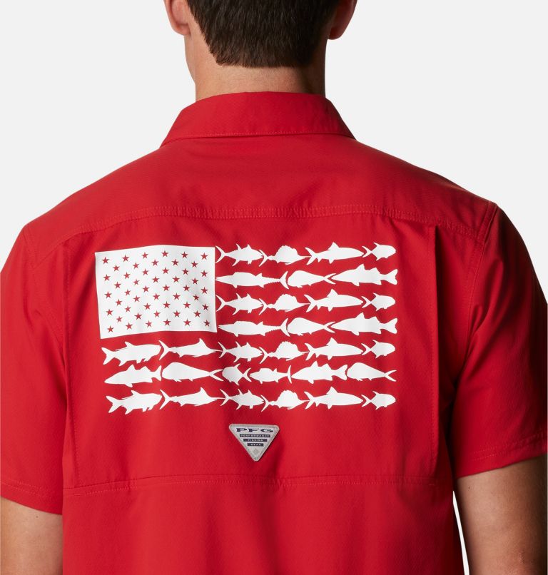 Thumbnail: Men's Collegiate PFG Slack Tide Camp Shirt - Ohio State, Color: OS - Intense Red, image 5
