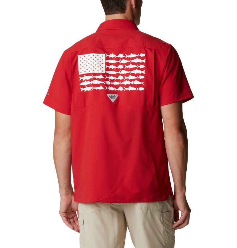 Men's Collegiate PFG Slack Tide Camp Shirt - Ohio State, Color: OS - Intense Red, image 2