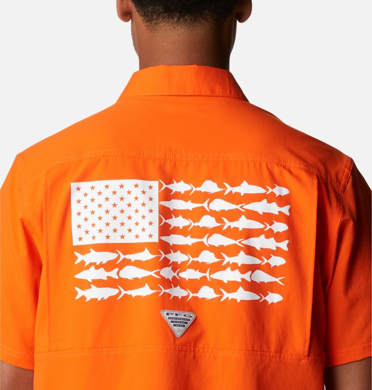 Men's Collegiate PFG Slack Tide Camp Shirt - Clemson, Color: CLE - Spark Orange, image 5