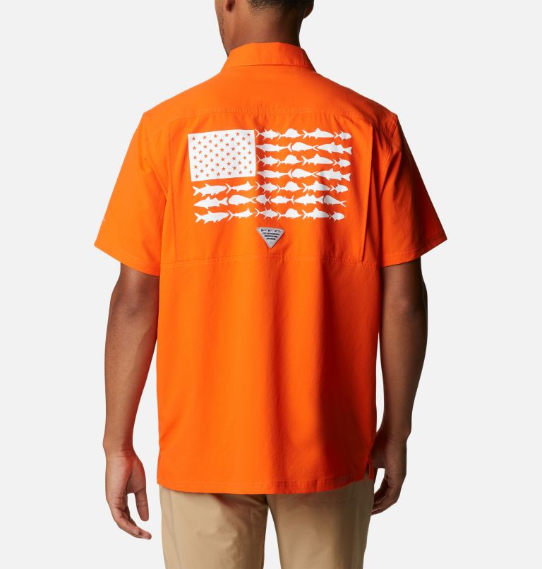 Men's Collegiate PFG Slack Tide Camp Shirt - Clemson, Color: CLE - Spark Orange, image 2