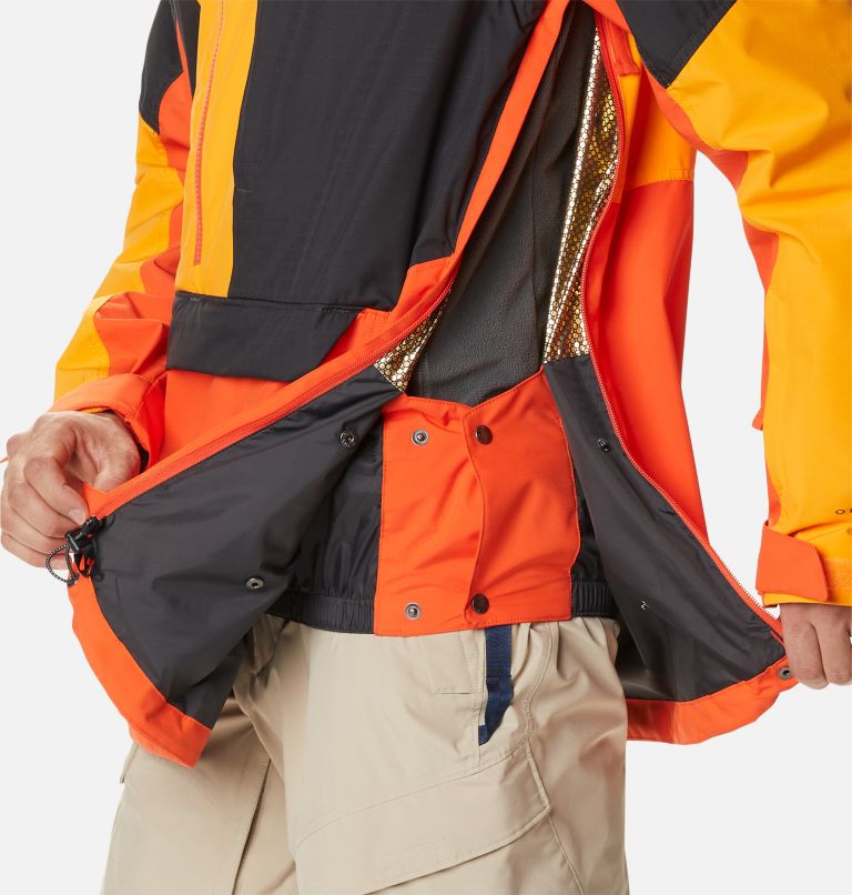 Men's Aerial Ascender Waterproof Ski Anorak, Color: Red Quartz, Shark, Flame Orange, image 5
