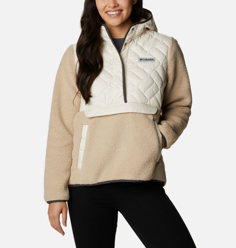 Women's Sweet View Hooded Fleece Pullover, Color: Chalk, Ancient Fossil