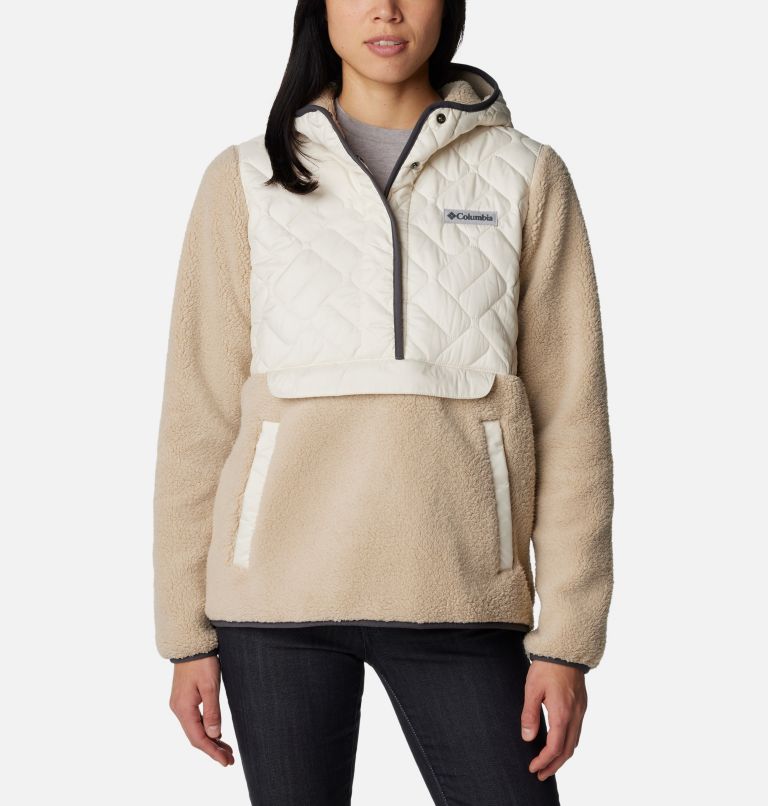 Thumbnail: Women's Sweet View Fleece Hooded Pullover, Color: Chalk, Ancient Fossil, image 1