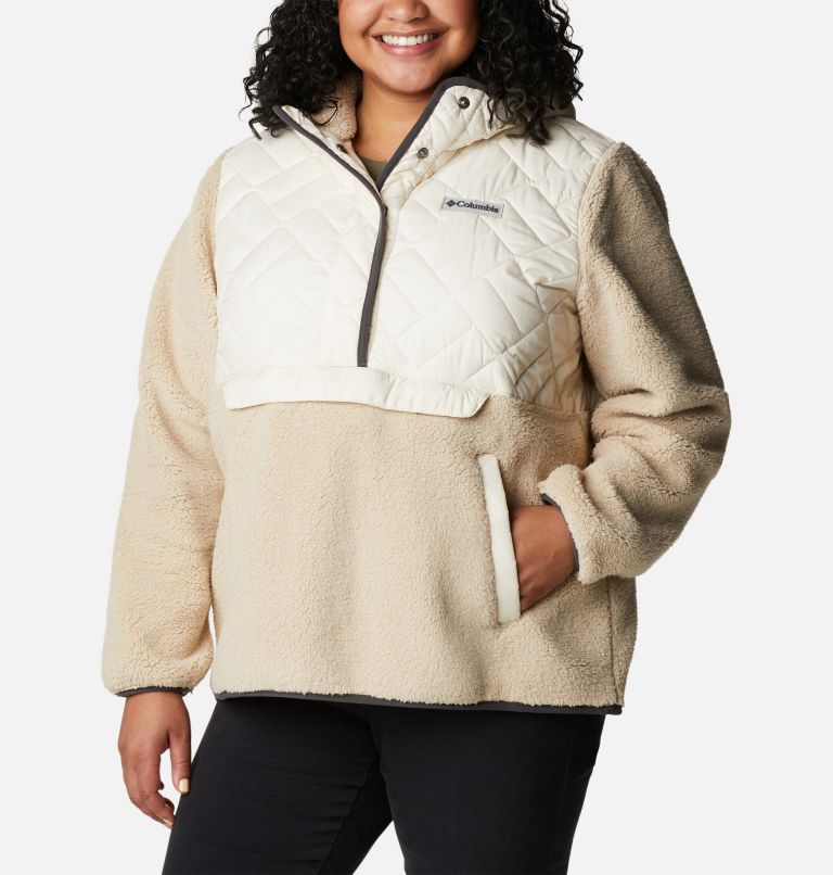 Women's Sweet View Hooded Fleece Pullover - Plus Size, Color: Chalk, Ancient Fossil, image 1