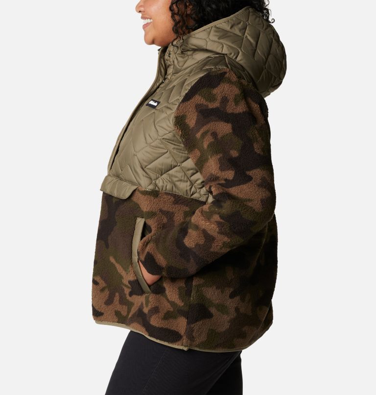Women's Sweet View Hooded Fleece Pullover - Plus Size, Color: Stone Green, Cypress Trad Camo, image 3