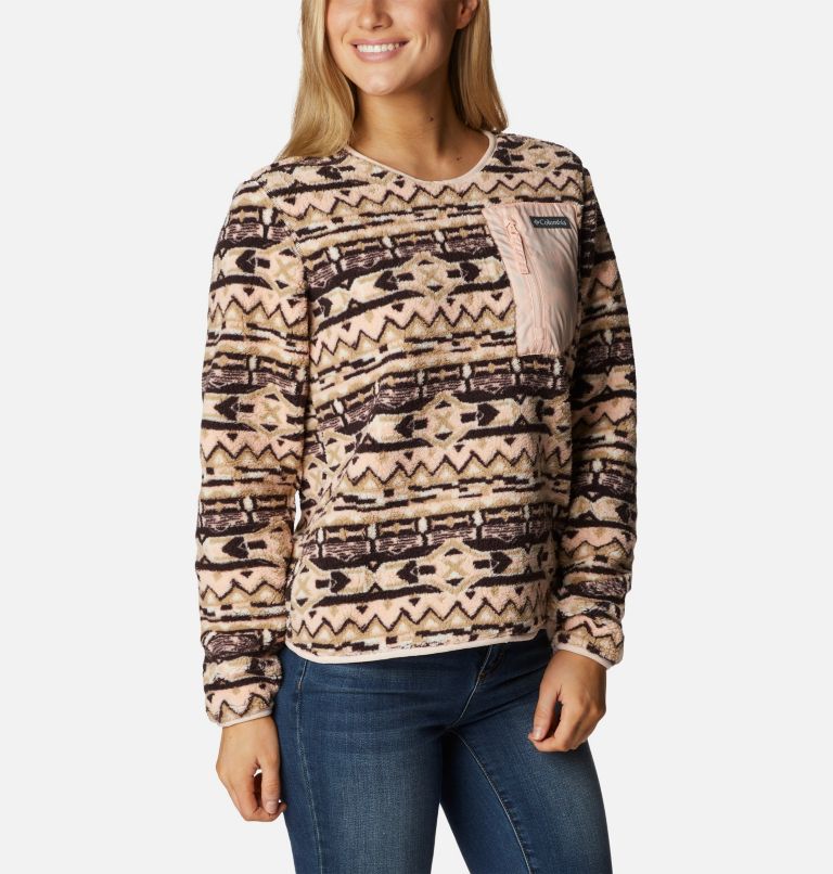 Thumbnail: Women's West Bend Sherpa Crewneck Pullover, Color: New Cinder 80s Stripe Print, image 5