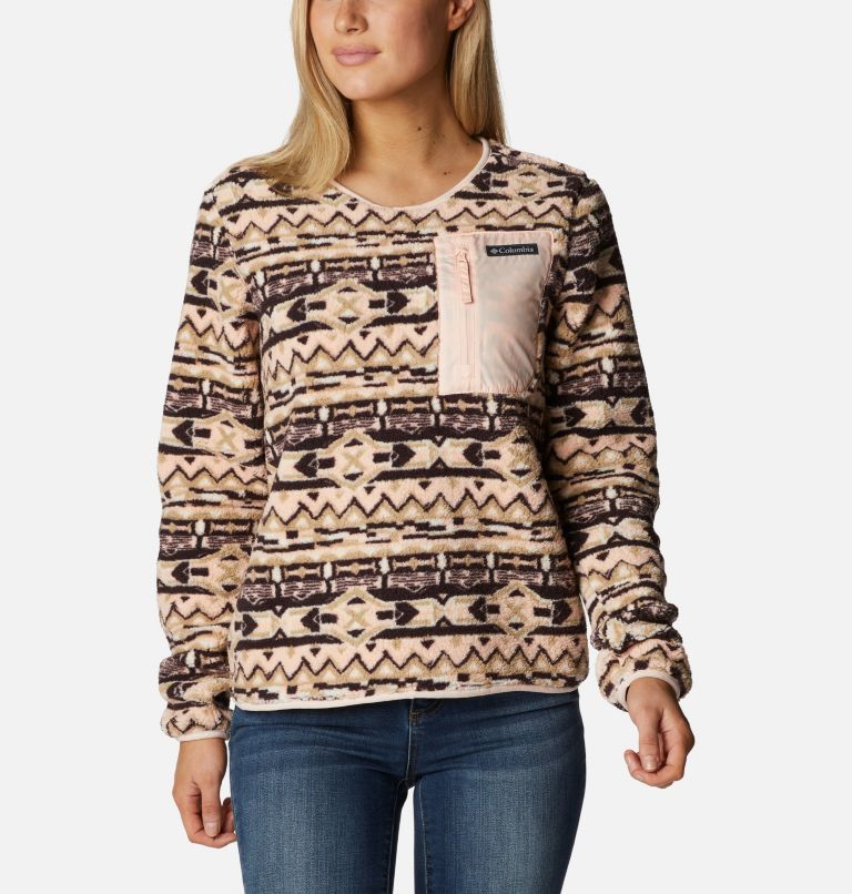 Thumbnail: Women's West Bend Sherpa Crewneck Pullover, Color: New Cinder 80s Stripe Print, image 1