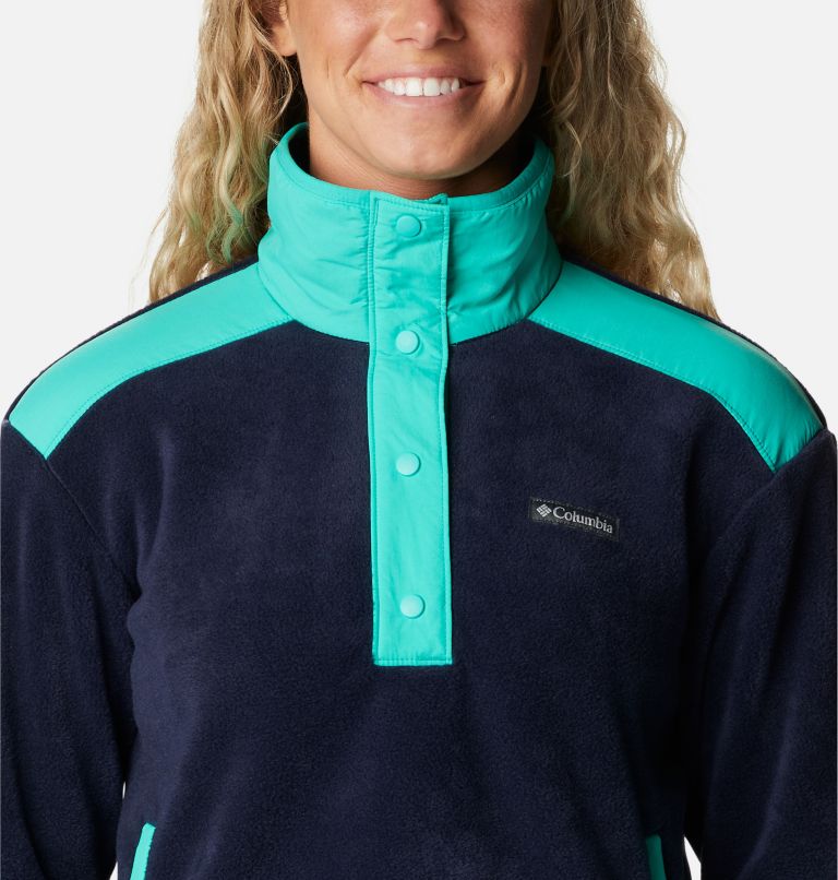 Women's Benton Springs Crop Pullover, Color: Dark Nocturnal, Electric Turquoise, image 4