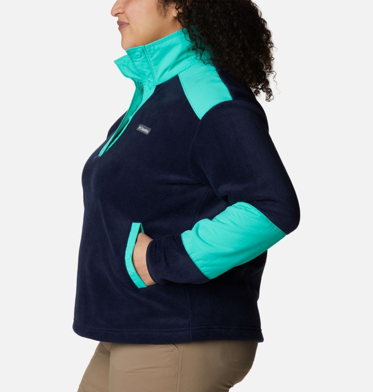 Women's Benton Springs Crop Pullover - Plus Size, Color: Dark Nocturnal, Electric Turquoise, image 3