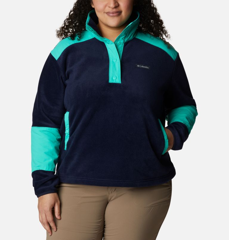 Thumbnail: Women's Benton Springs Crop Pullover - Plus Size, Color: Dark Nocturnal, Electric Turquoise, image 1
