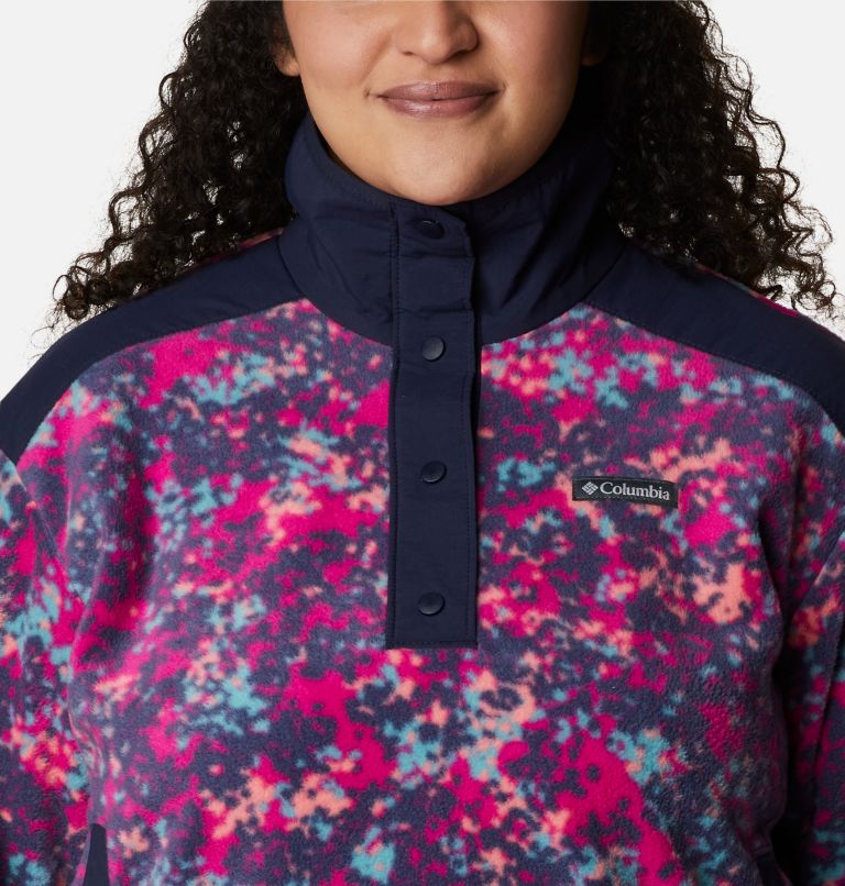 Women's Benton Springs Crop Pullover - Plus Size, Color: Wild Fuchsia Dotty Disguise, Dk Noctrnl, image 4
