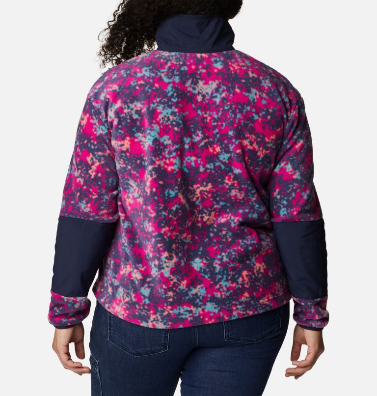 Thumbnail: Women's Benton Springs Crop Pullover - Plus Size, Color: Wild Fuchsia Dotty Disguise, Dk Noctrnl, image 2