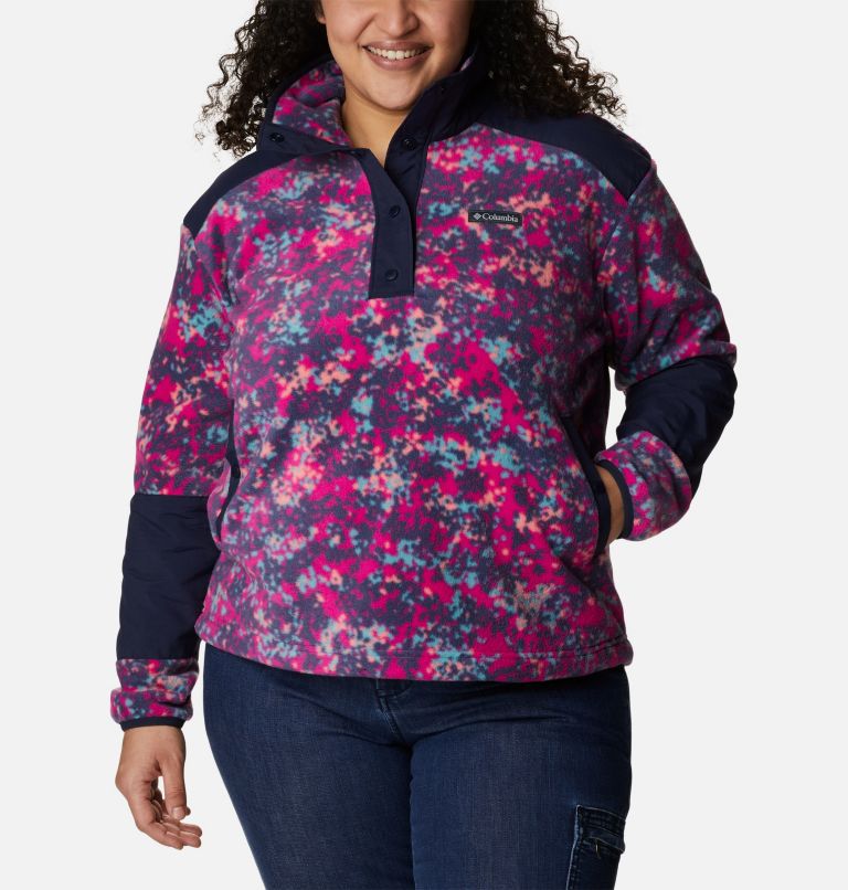 Women's Benton Springs Crop Pullover - Plus Size, Color: Wild Fuchsia Dotty Disguise, Dk Noctrnl, image 1