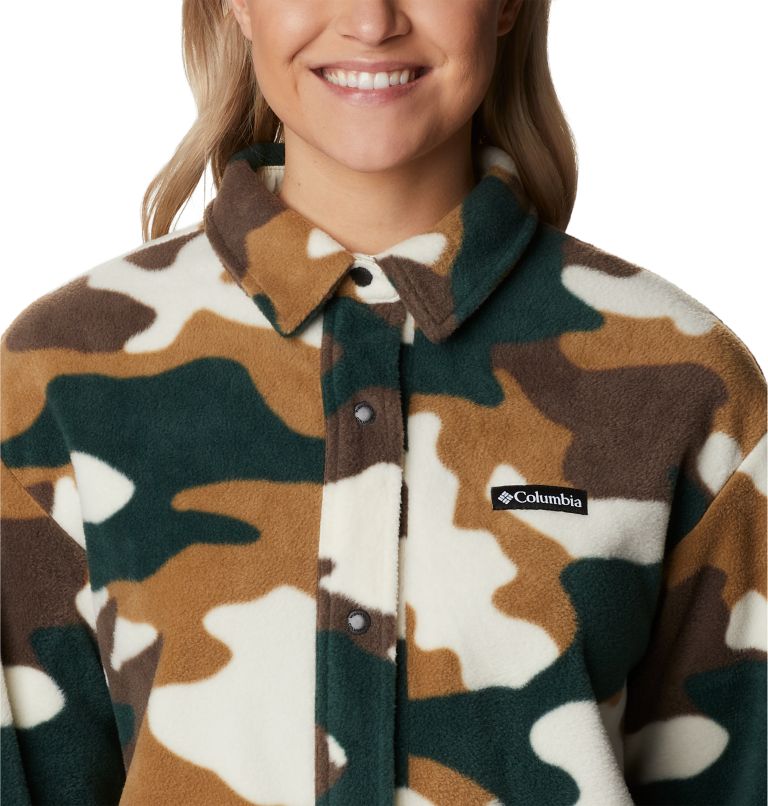 Women's Benton Springs Fleece Shirt Jacket, Color: Chalk Mod Camo Print, image 4