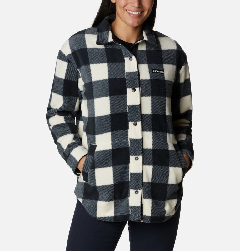 Women's Benton Springs Fleece Shirt Jacket, Color: Chalk Check Print, image 3