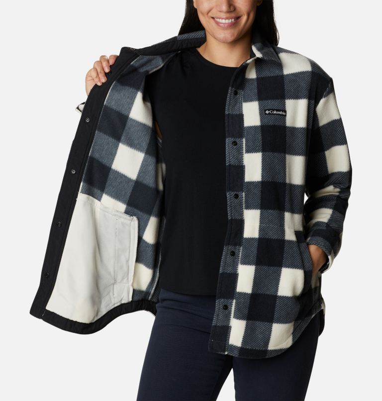 Women's Benton Springs Fleece Shirt Jacket, Color: Chalk Check Print, image 6