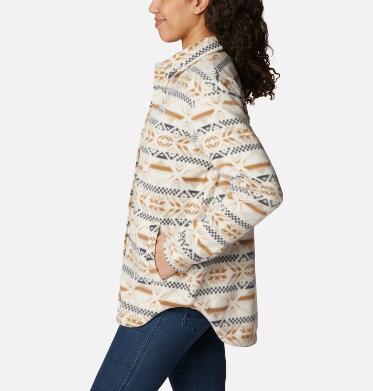 Women's Benton Springs Fleece Shirt Jacket, Color: Chalk Checkered Peaks, image 4