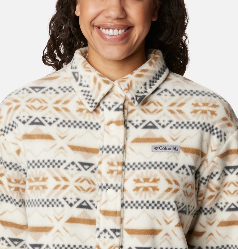 Thumbnail: Women's Benton Springs Fleece Shirt Jacket, Color: Chalk Checkered Peaks, image 5