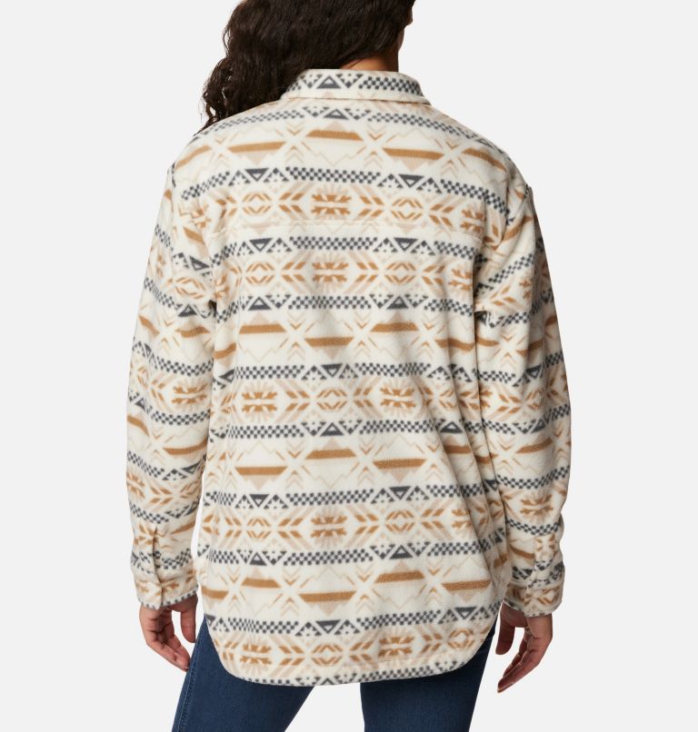 Women's Benton Springs Fleece Shirt Jacket, Color: Chalk Checkered Peaks, image 2