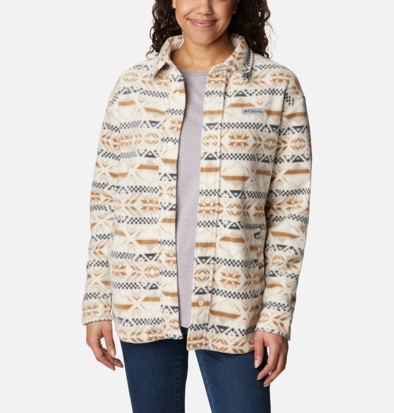 Women's Benton Springs Fleece Shirt Jacket, Color: Chalk Checkered Peaks, image 1
