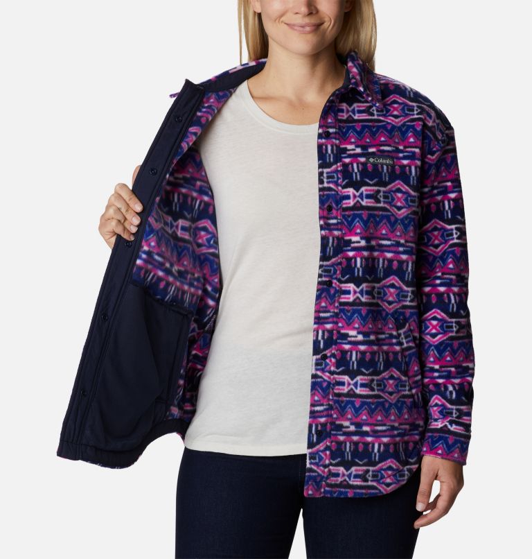 Thumbnail: Women's Benton Springs Shirt Jacket, Color: Dark Sapphire 80s Stripe Print, image 5