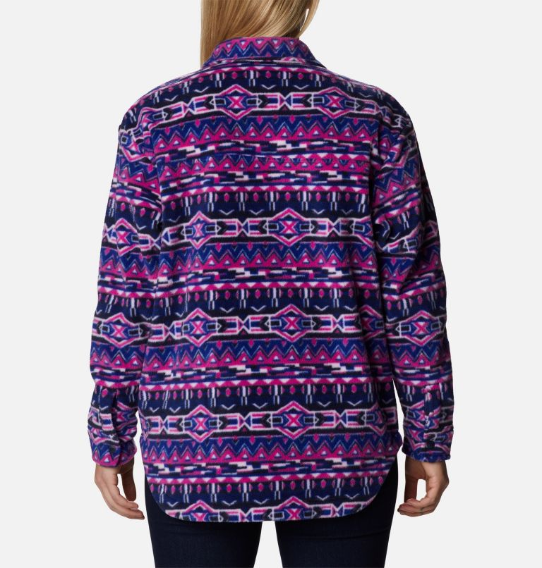 Women's Benton Springs Fleece Shirt Jacket, Color: Dark Sapphire 80s Stripe Print, image 2