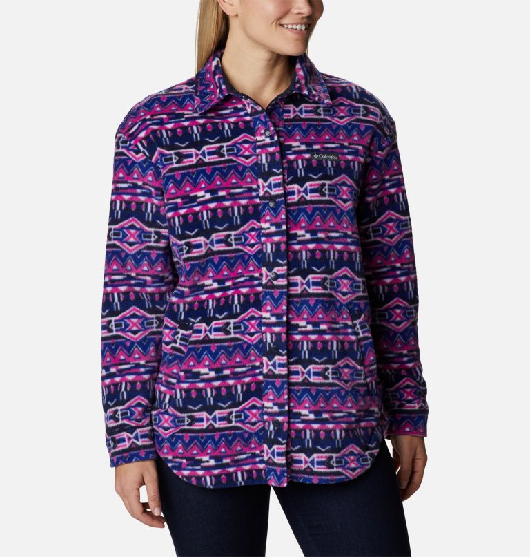 Thumbnail: Women's Benton Springs Shirt Jacket, Color: Dark Sapphire 80s Stripe Print, image 1