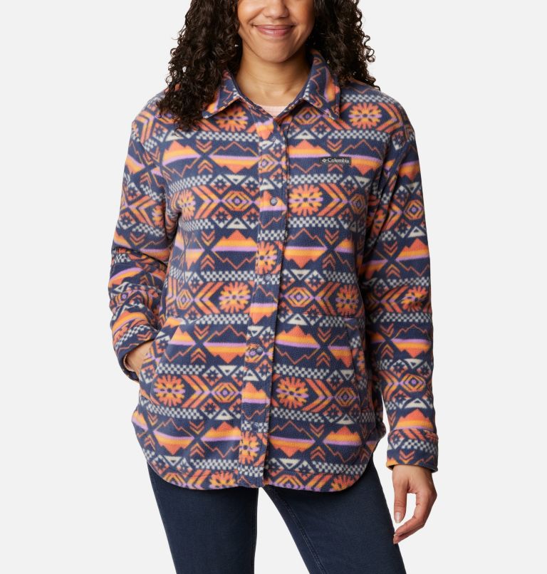 Thumbnail: Women's Benton Springs Fleece Shirt Jacket, Color: Nocturnal Checkered Peaks, image 3